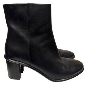 Tory Burch Brooke Stamped Women's Boots Ankle Black Leather Heeled Zip Size 11